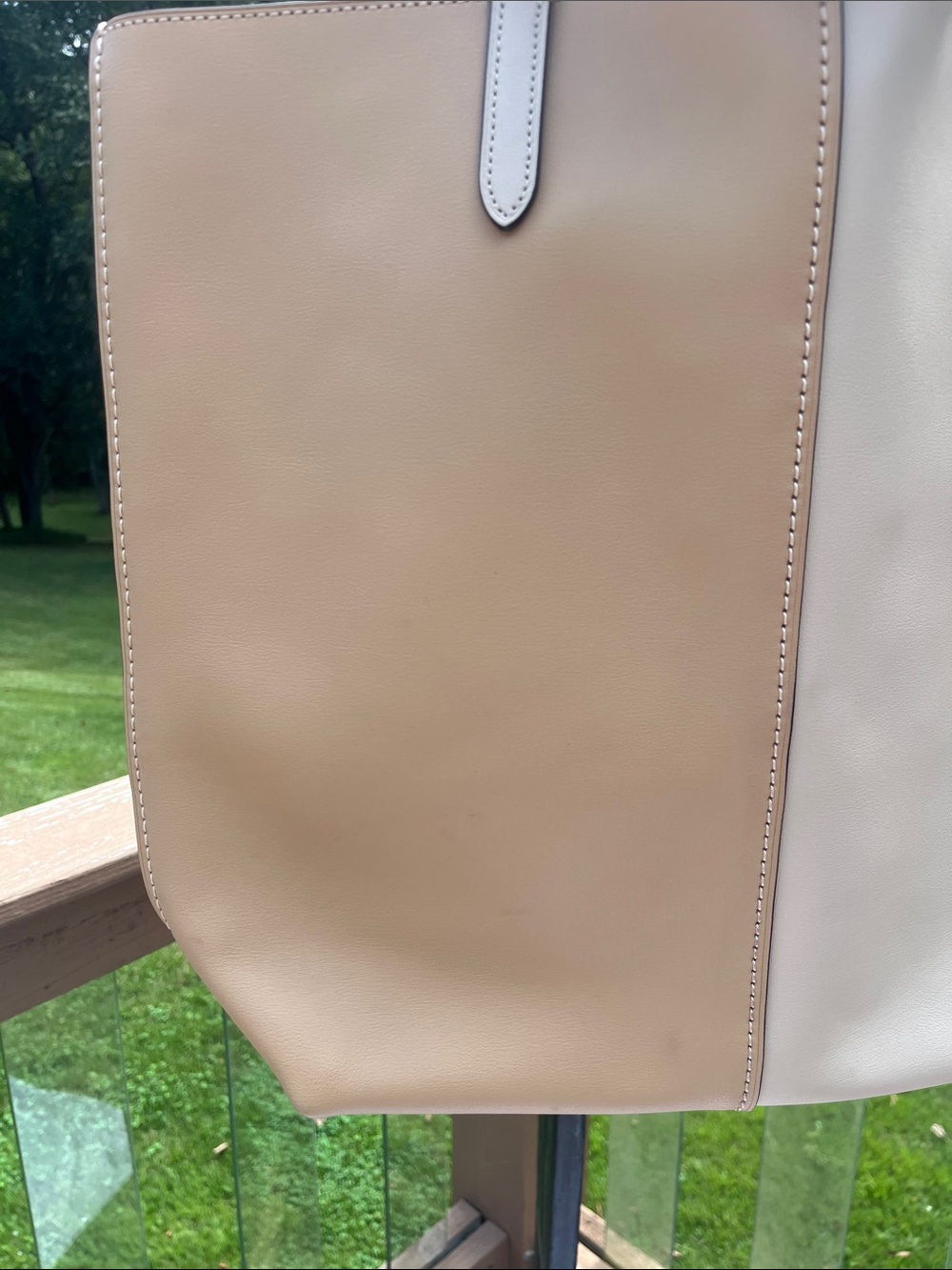 Coach Two-Tone Beige and Cream Leather Tote - Picture 3 of 15